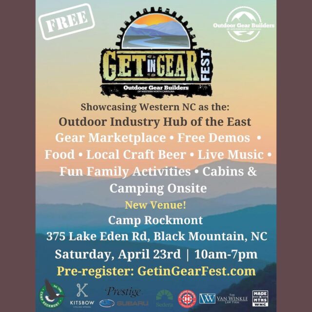 Get ready for @outdoorgearbuilderswnc Get in Gear Fest — a FREE event April 23rd 10am-7pm at @camprockmont in Black Mountain. Join us for a day of fun with outdoor gear and experience vendors, gear demos (bikes, SUPs, camping, hammocks — you name it!). Music from @clintrobertsofficial, Bad Kenny Band and headliners @dangermuffinmusic from 7-10pm! Did we mention it’s FREE to attend? 🥳🙌 Look for our #madexmtns booth and come say hey to check out our branded gear, OGB member sample gear and pick up your MADE X MTNS stickers! Will we see you there?! Comment and let us know!

#madexmtns #outdoorgearbuilderswnc #avlevents #avlmusic #ncoutdoors #ashevilleoutdoors #avlnews #avlent #avlarts #camprockmont #blackmountain #wnc #wncmountains #visitasheville #visitblackmountainnc